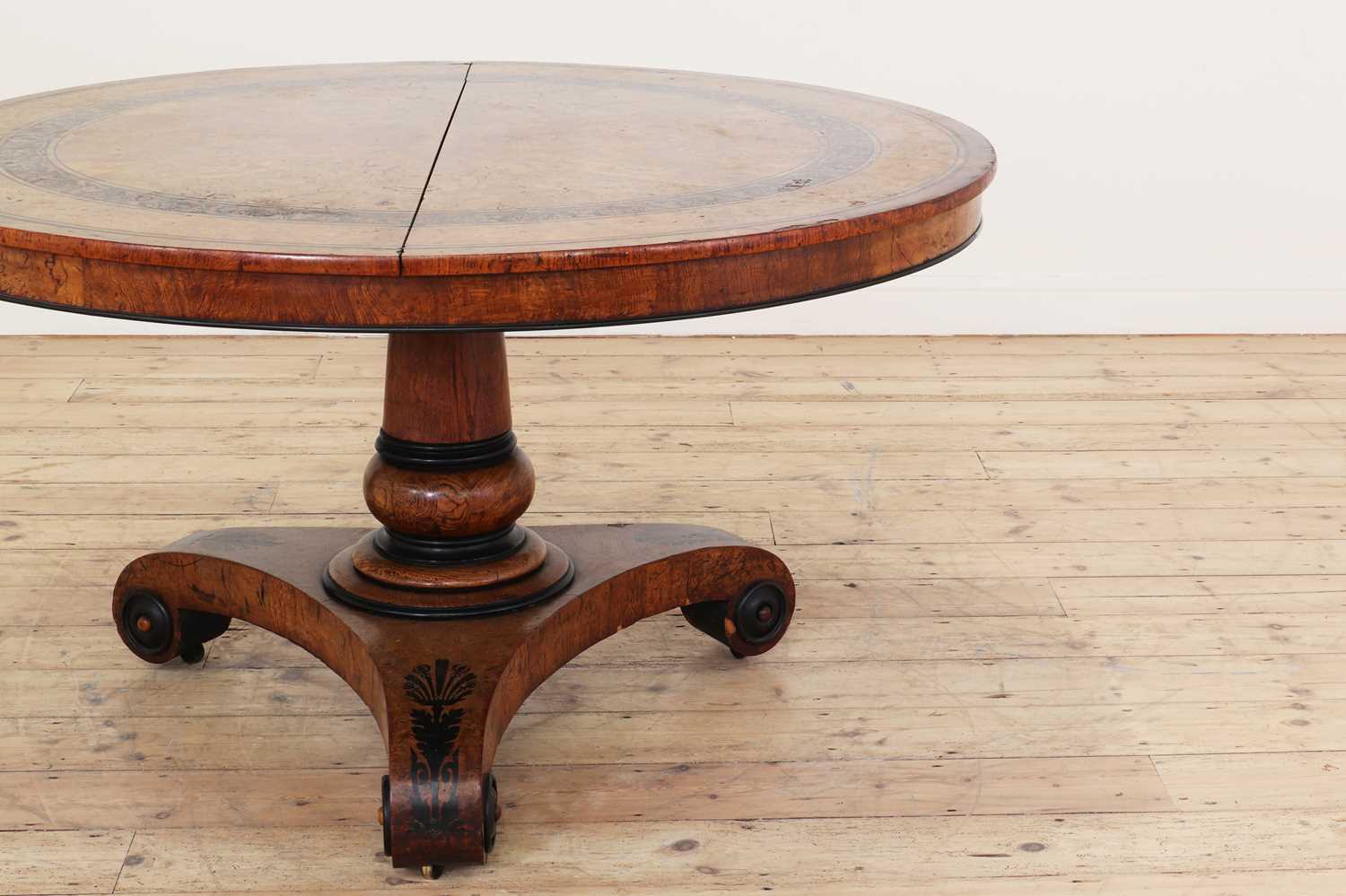 A Regency pollard oak, yew and ebony centre table attributed to George Bullock, - Image 8 of 51