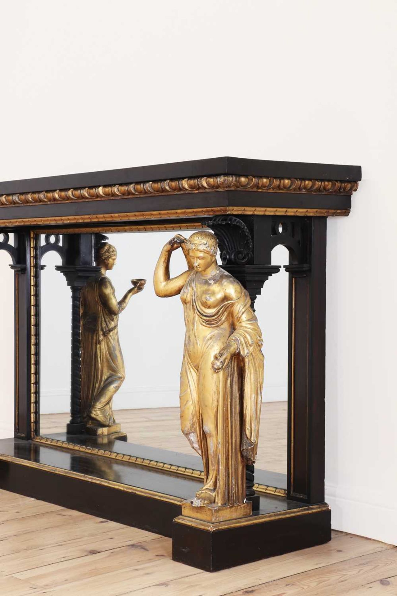 An ebonised and parcel-gilt console table, - Image 17 of 42