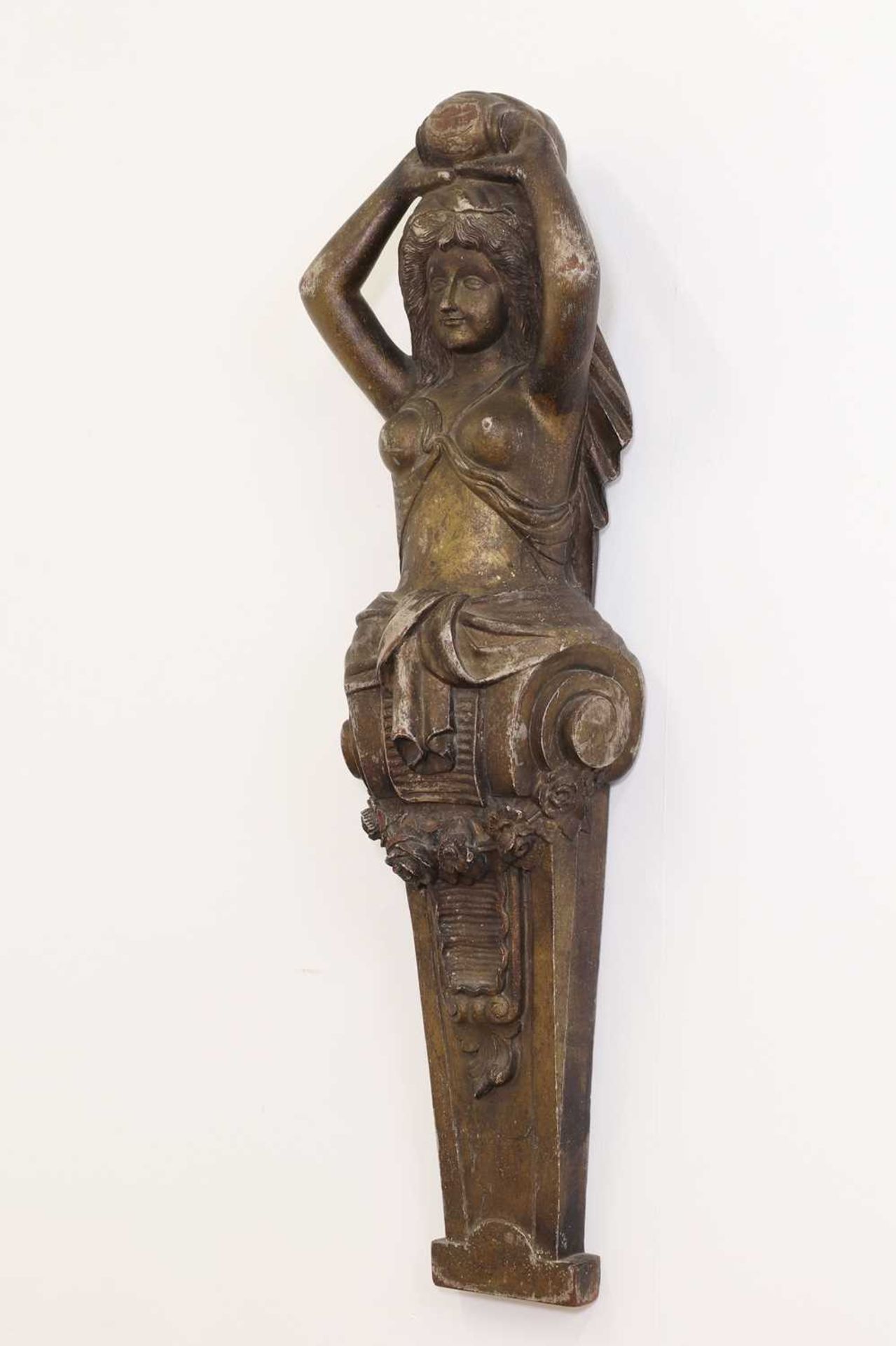 A carved and painted hardwood corbel or figurehead, - Image 2 of 5