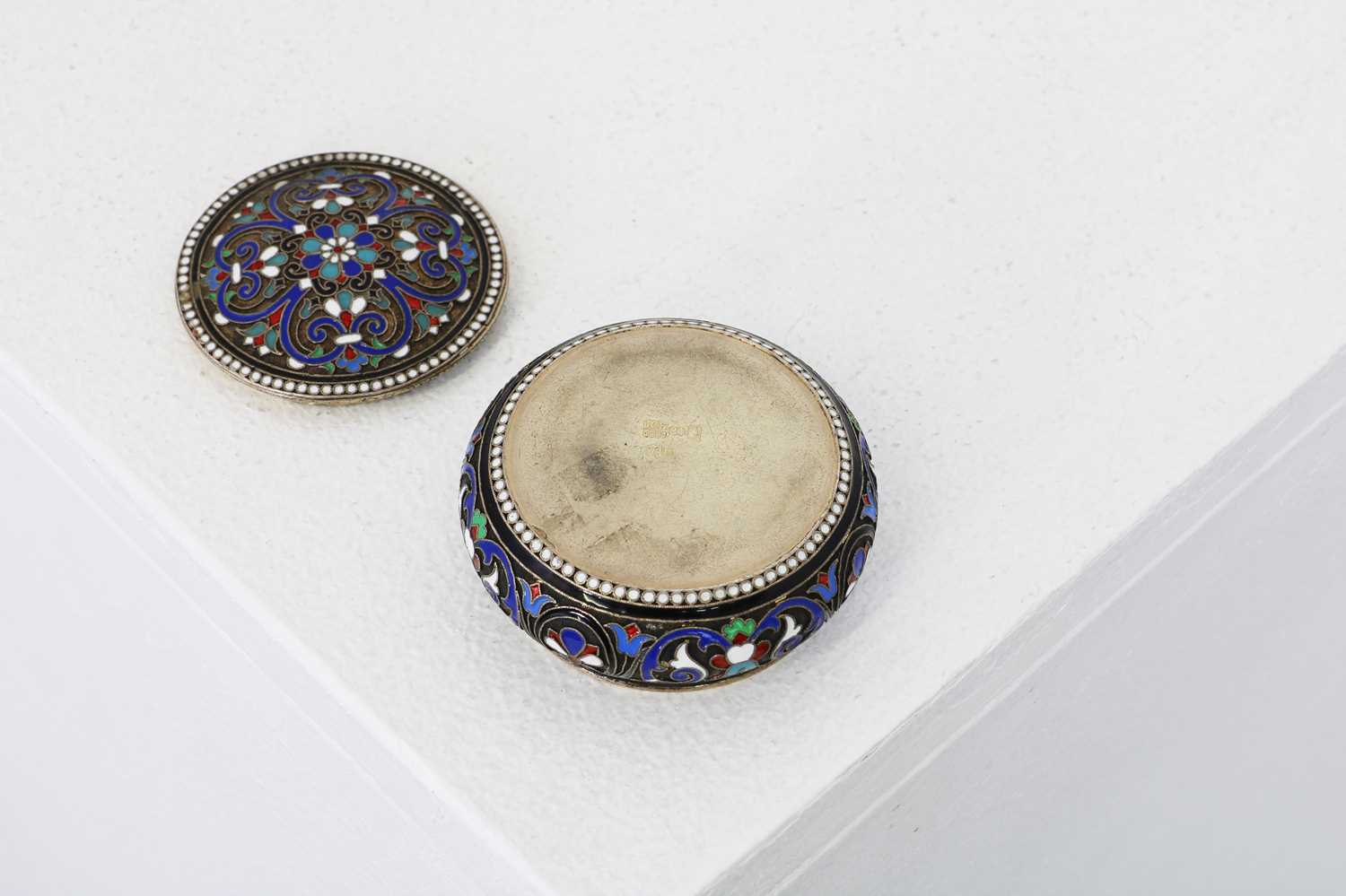 A Russian silver-gilt and cloisonné snuff box, - Image 3 of 3