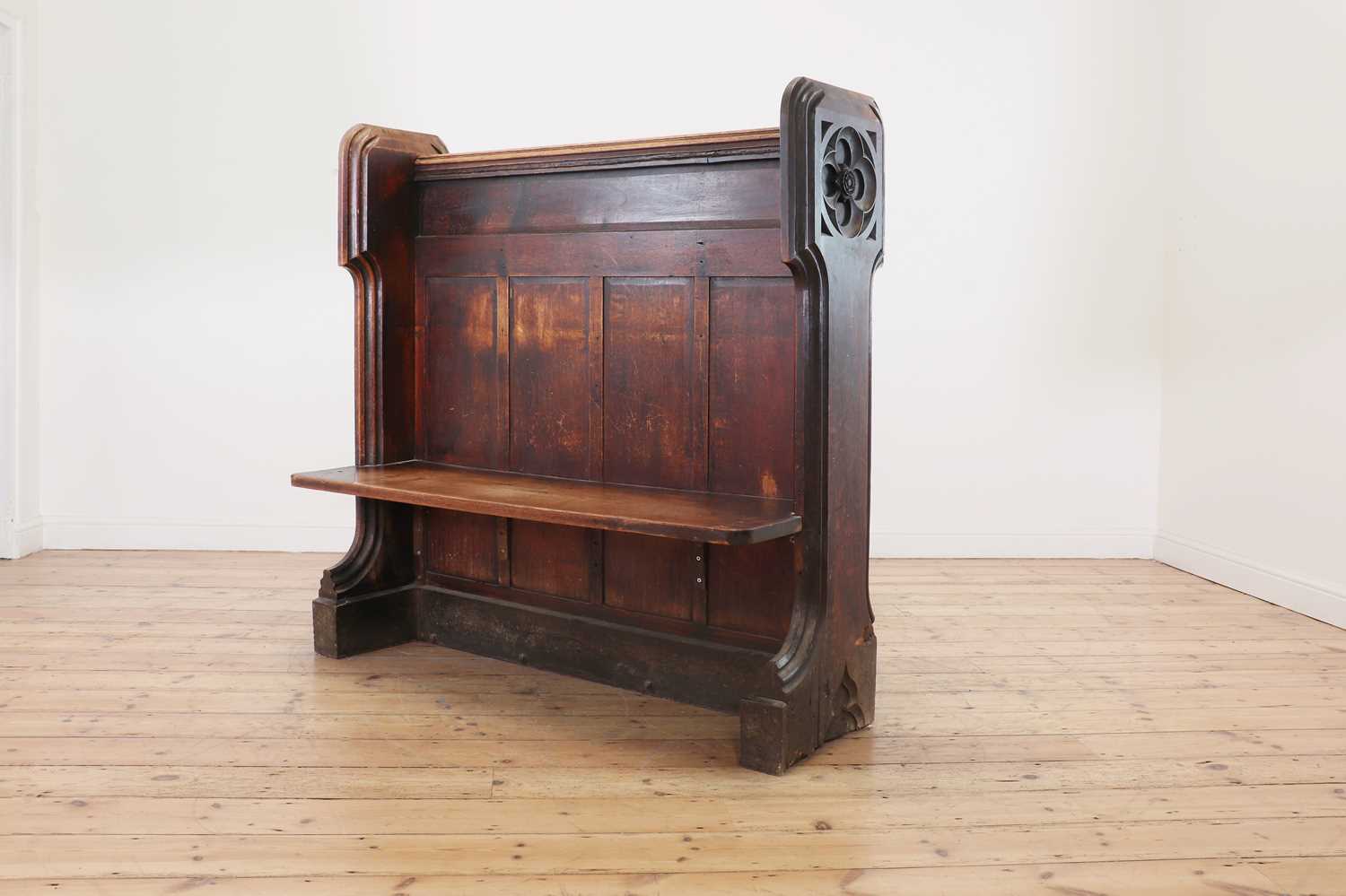 A Victorian Gothic Revival oak pew, - Image 7 of 13