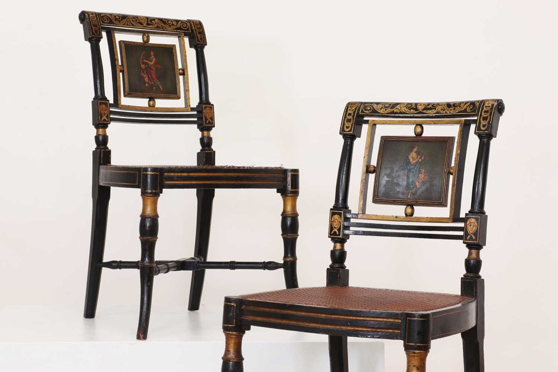 A pair of George III painted wooden side chairs, - Image 5 of 9