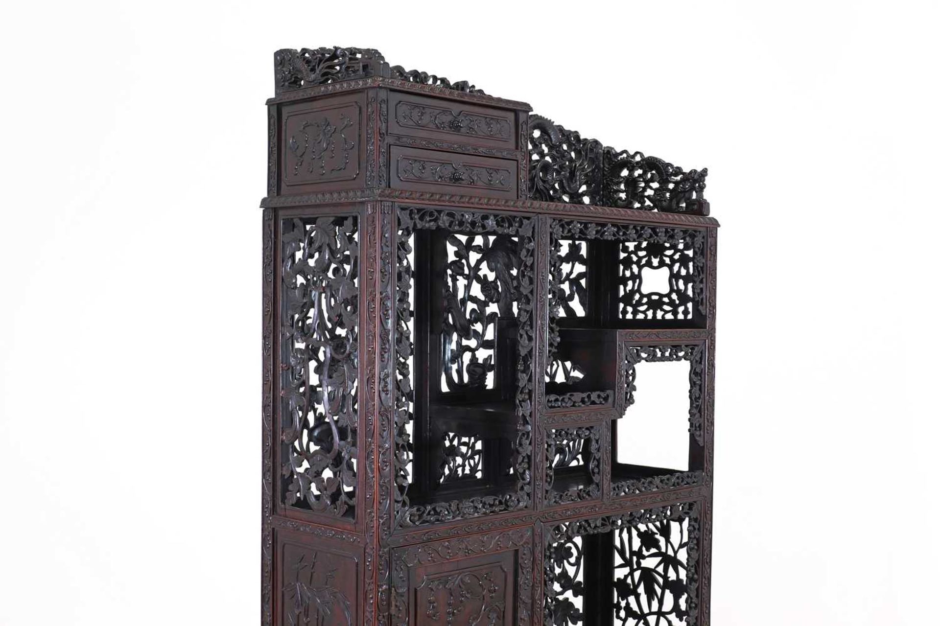 A carved and pierced hardwood cabinet, - Image 11 of 33