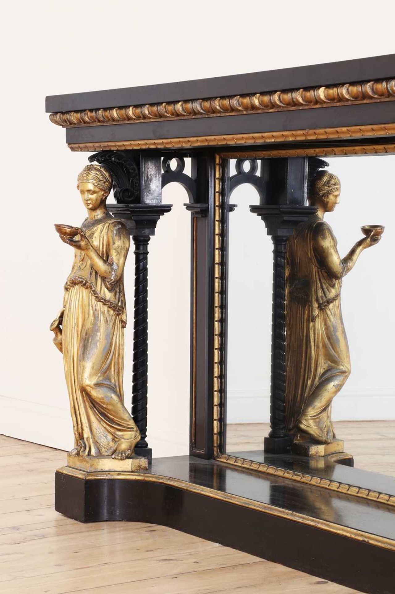An ebonised and parcel-gilt console table, - Image 16 of 42