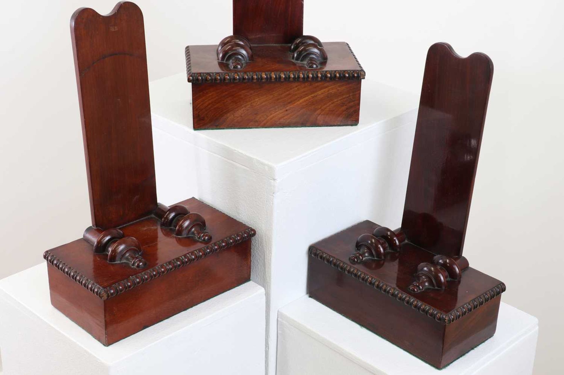 A group of three mahogany plate stands, - Image 2 of 25