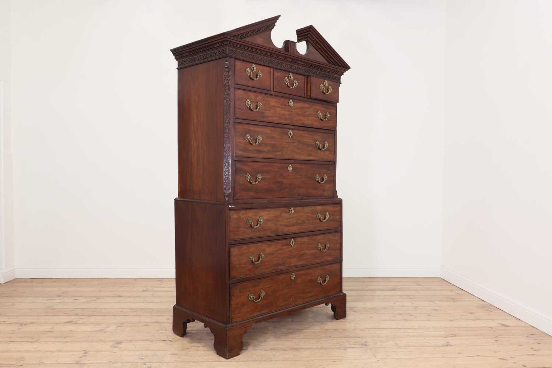 A George III mahogany chest on chest, - Image 3 of 7