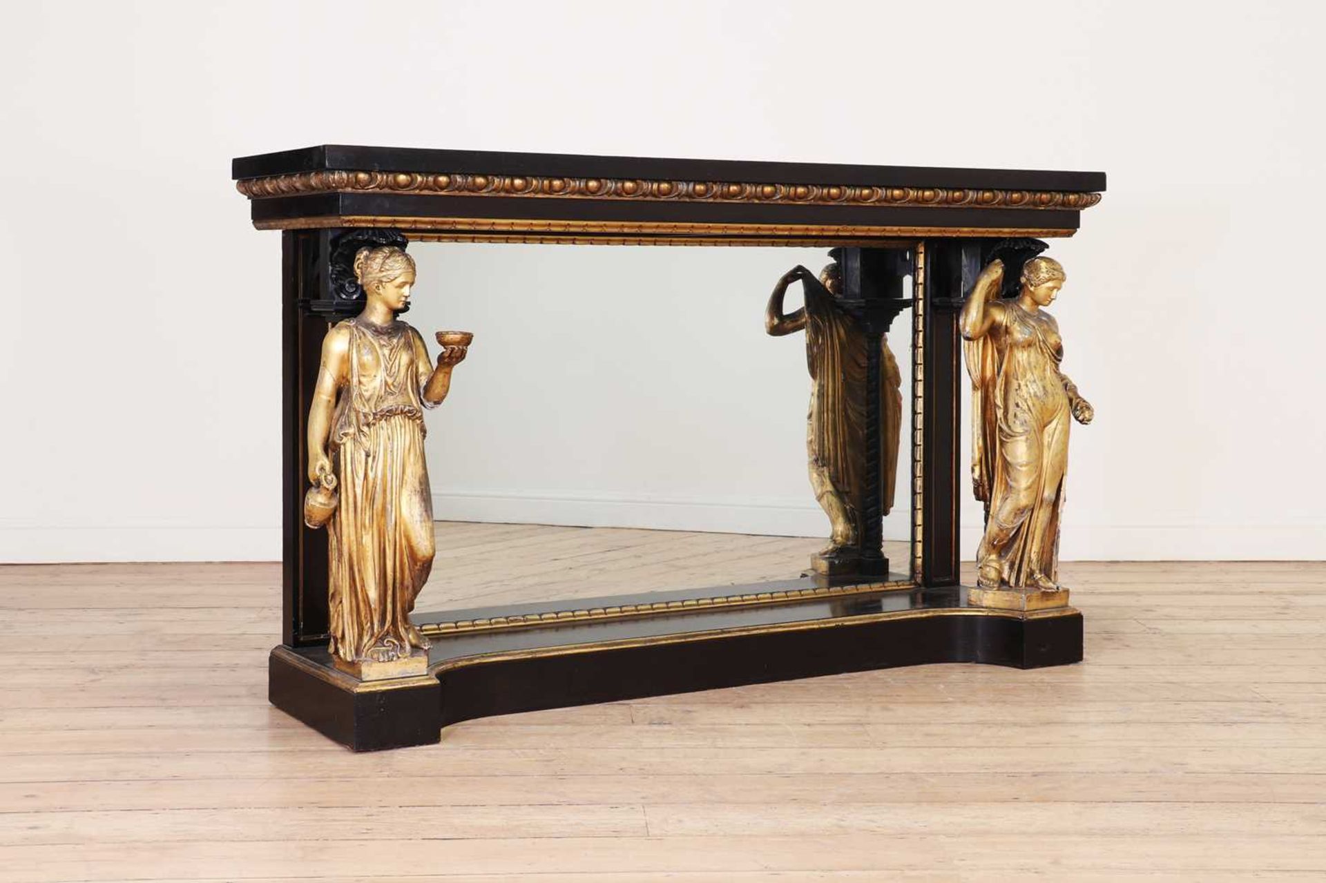 An ebonised and parcel-gilt console table, - Image 2 of 42