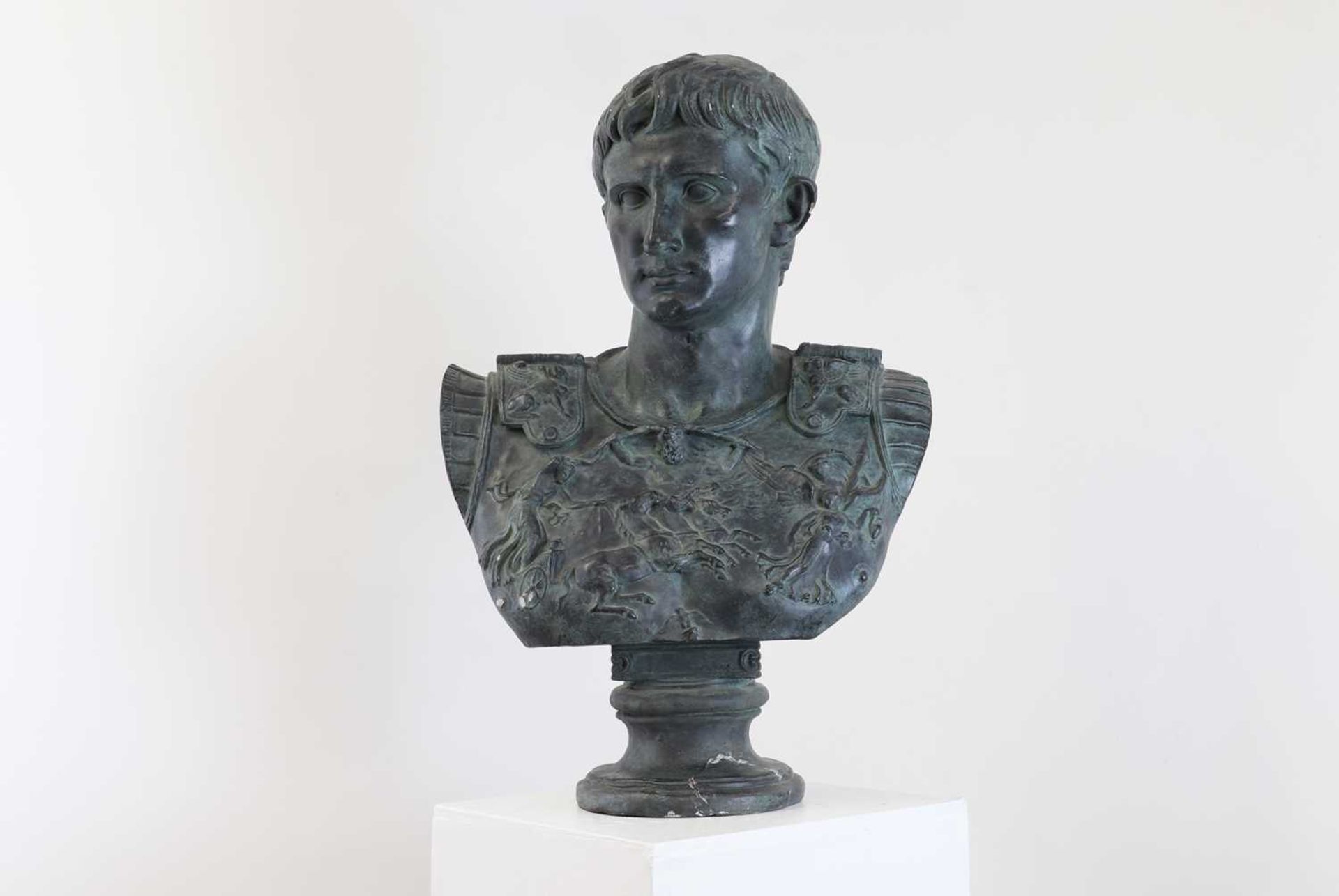 A large bronzed plaster bust, - Bild 3 aus 7