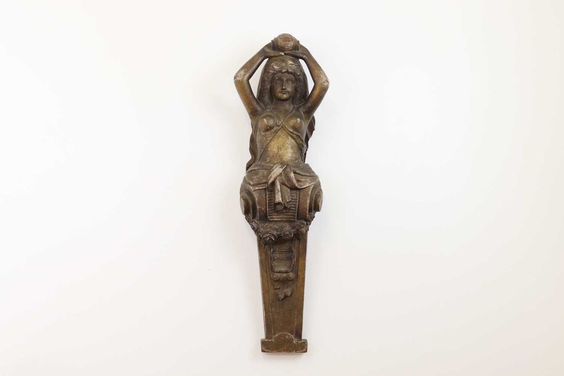 A carved and painted hardwood corbel or figurehead, - Image 4 of 5
