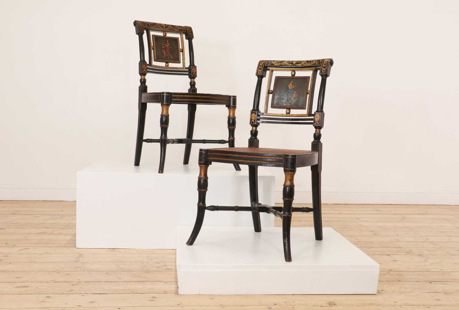 A pair of George III painted wooden side chairs, - Image 2 of 9