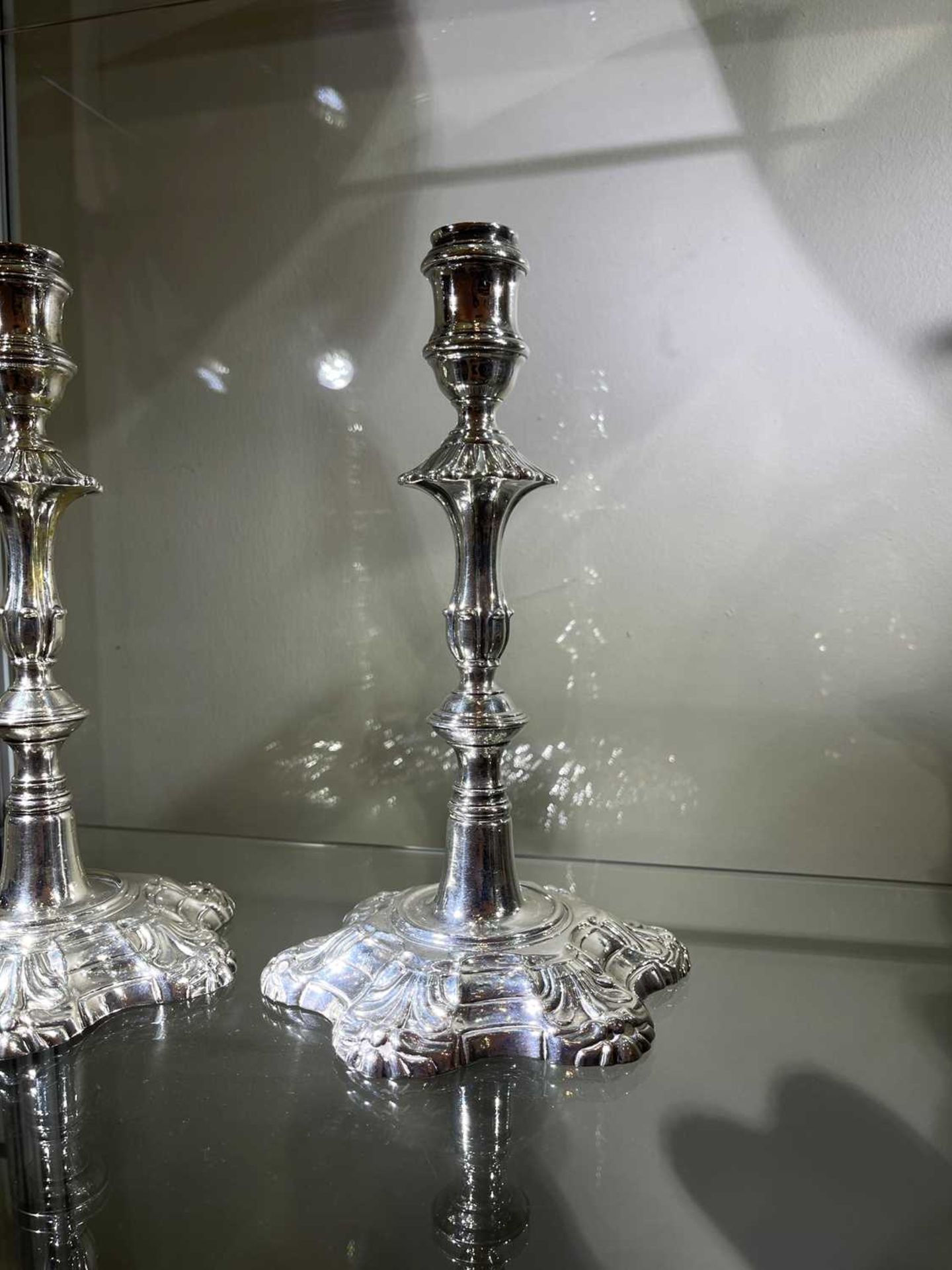 A pair of George II silver table candlesticks, - Image 25 of 39