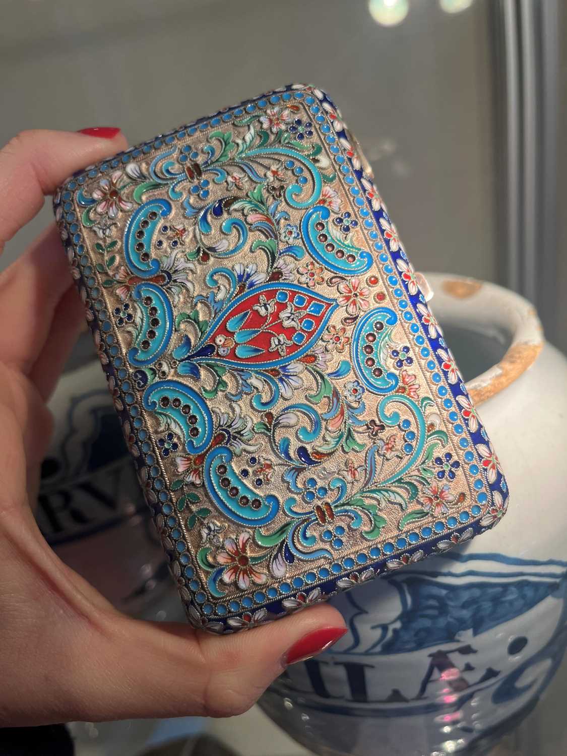 A Russian silver and cloisonné cigarette case, - Image 7 of 7