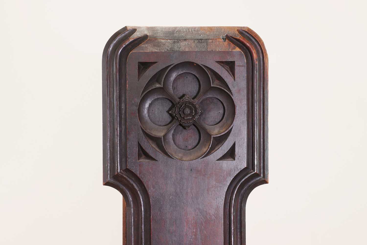 A Victorian Gothic Revival oak pew, - Image 10 of 13