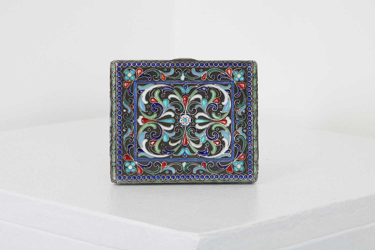 A Russian silver and cloisonné cigarette case, - Image 2 of 4