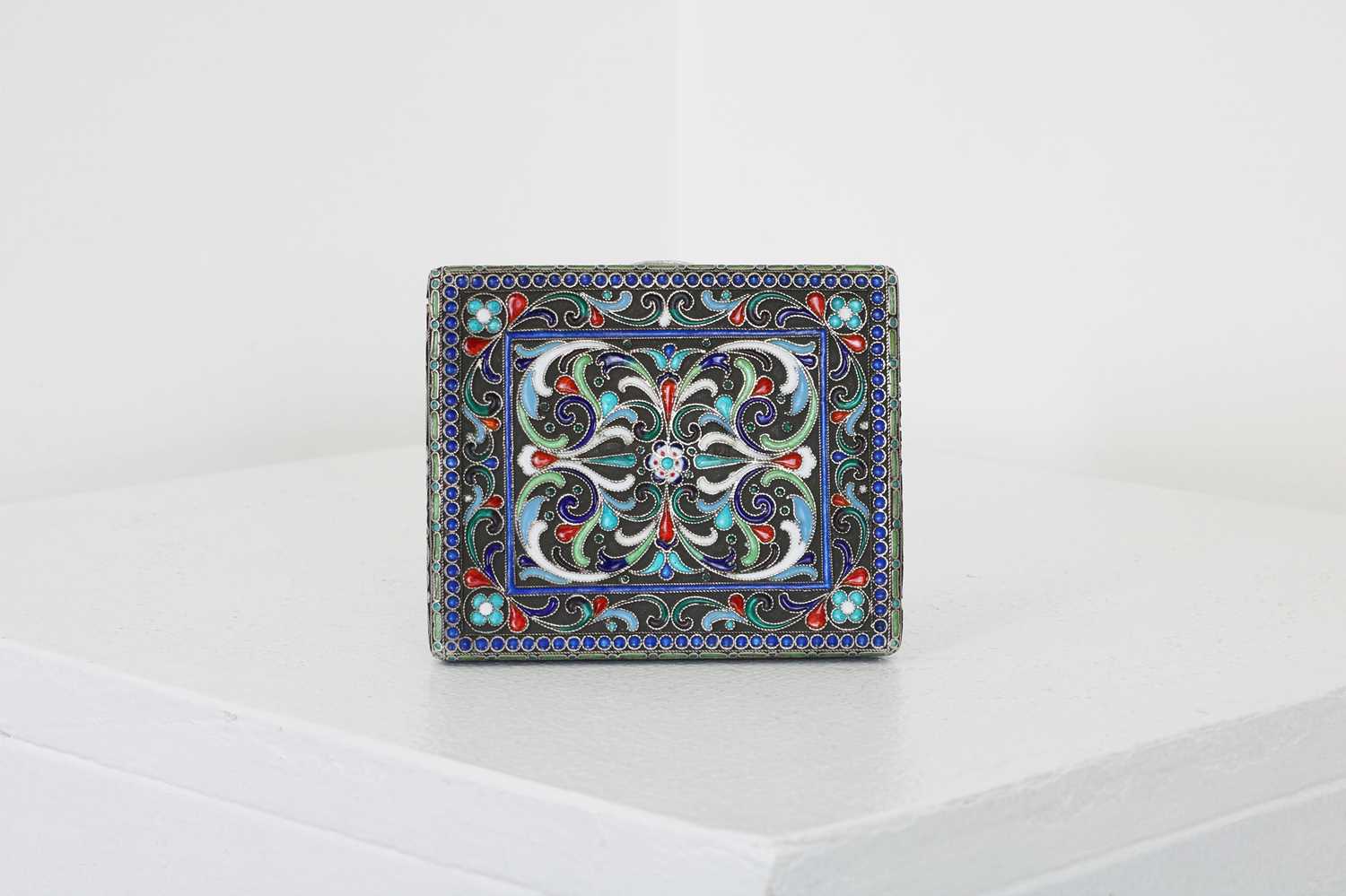 A Russian silver and cloisonné cigarette case, - Image 3 of 4