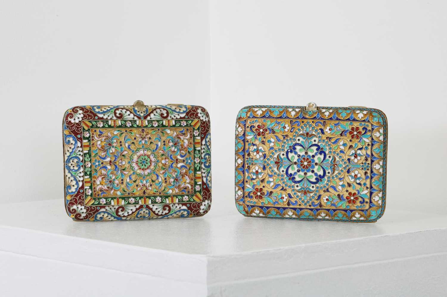 Two silver-gilt and cloisonné cigarette cases, - Image 2 of 8