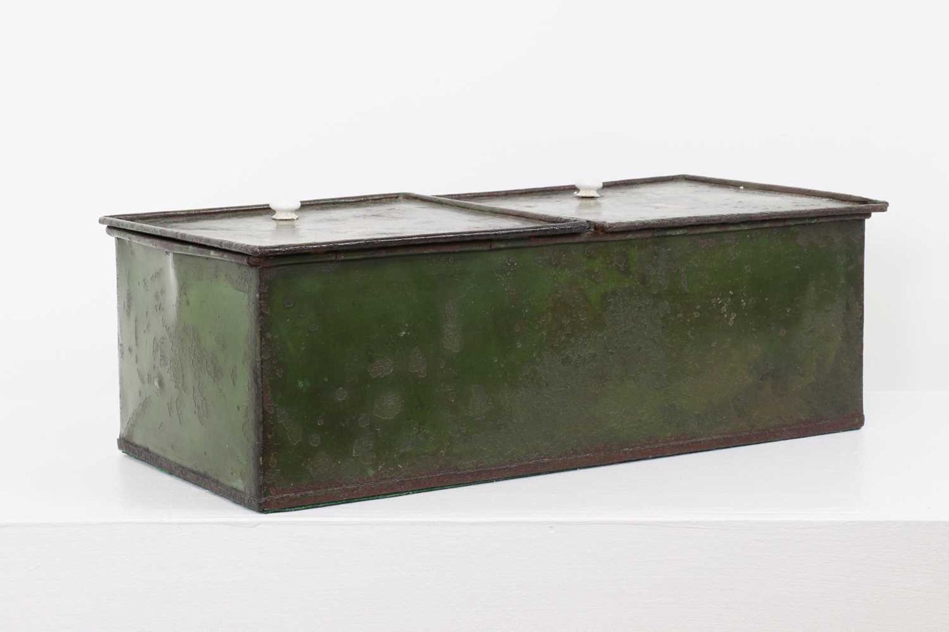 A Regency green-painted toleware coffee tin, - Image 5 of 5