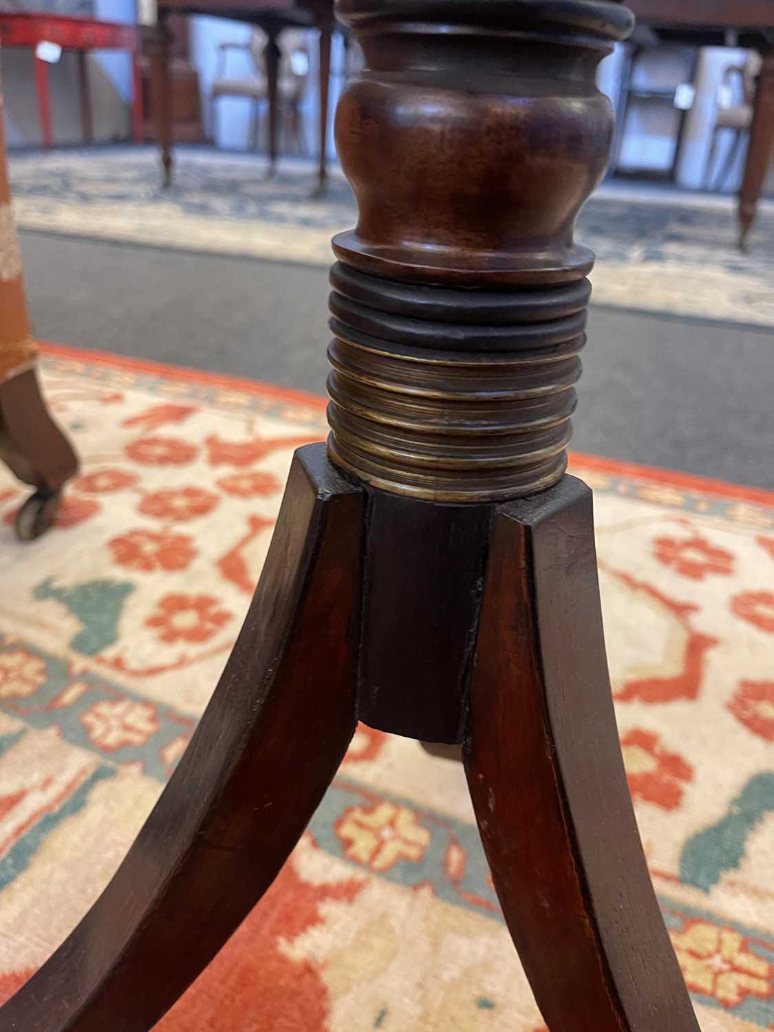 A pair of Regency-style mahogany, ebonised and simulated mahogany lamp tables, - Image 8 of 16