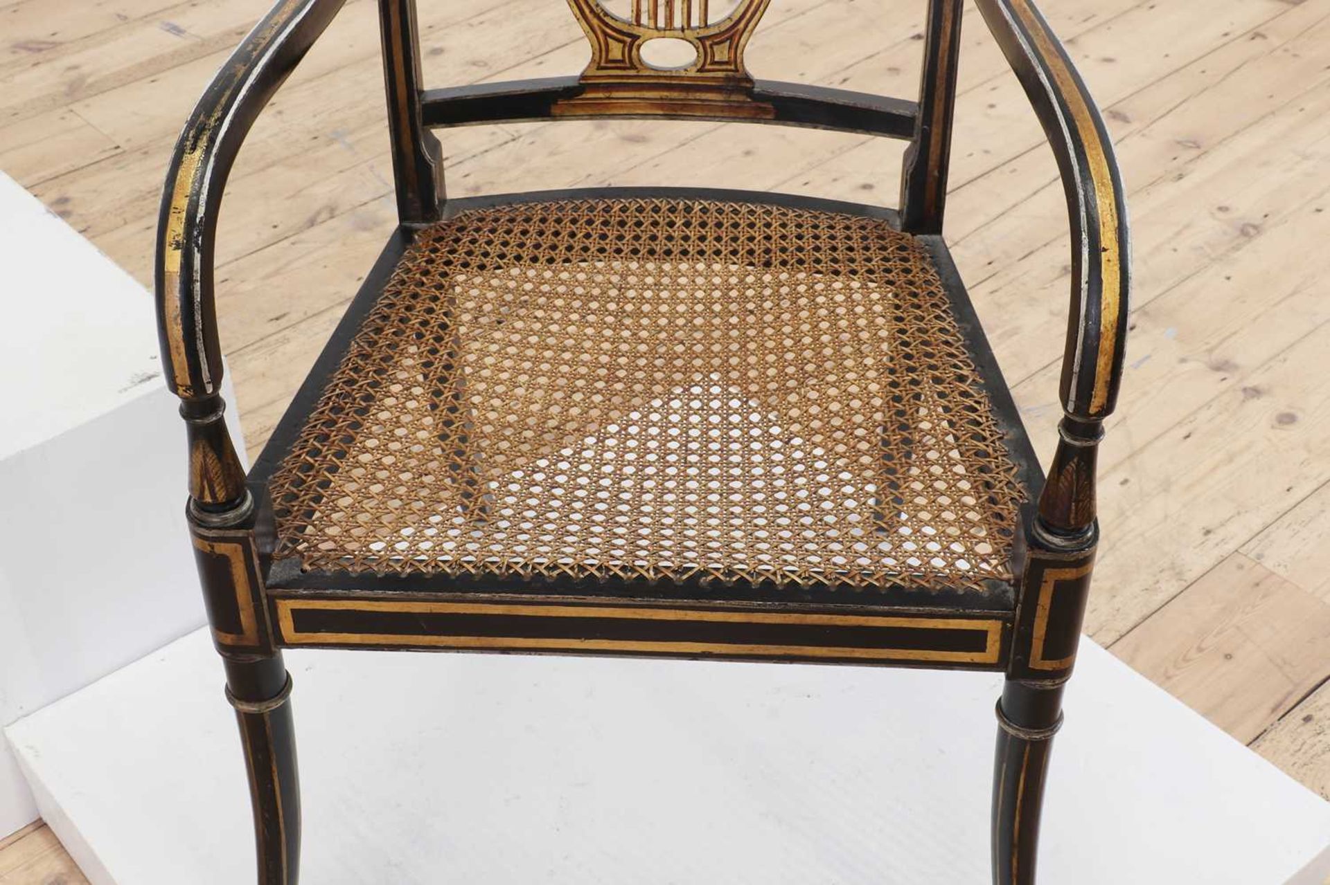 A pair of Regency ebonised and parcel-gilt armchairs, - Image 8 of 47