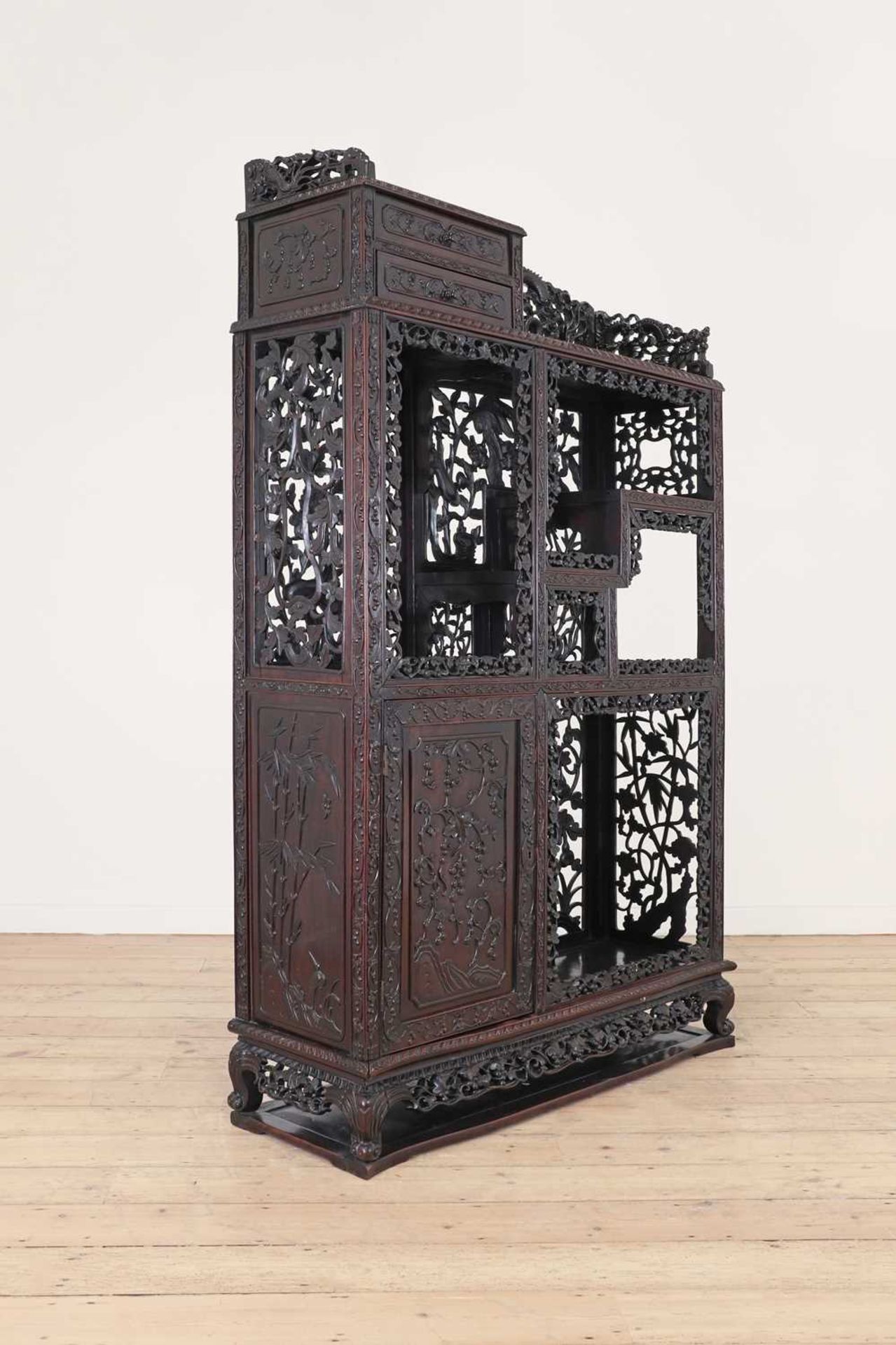 A carved and pierced hardwood cabinet, - Image 7 of 33