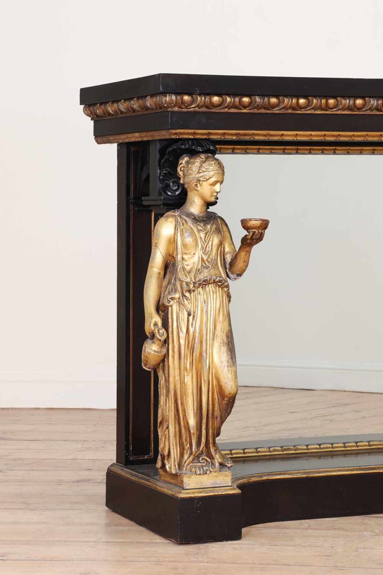 An ebonised and parcel-gilt console table, - Image 19 of 42