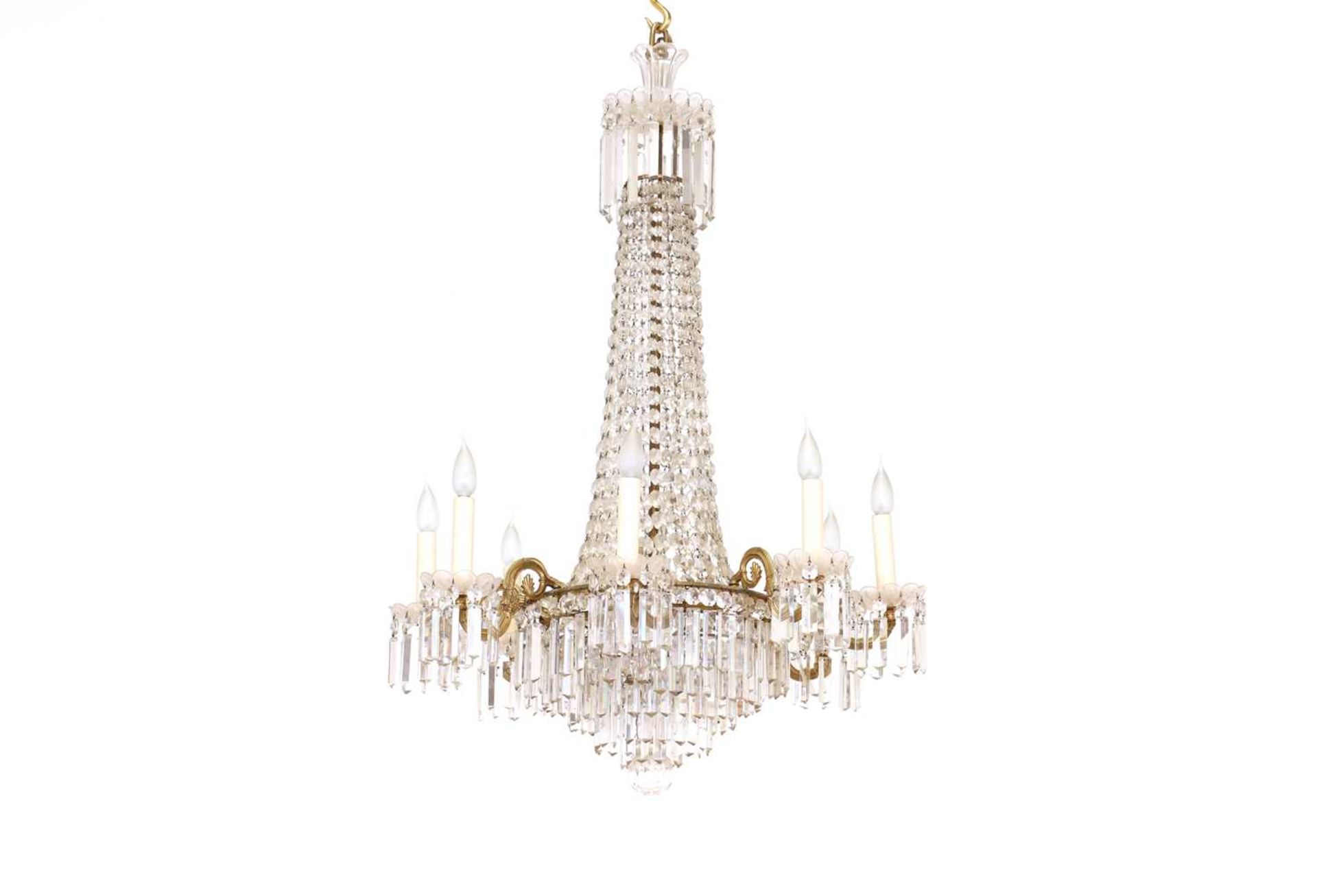 A cut glass and gilt-metal chandelier, - Image 2 of 3