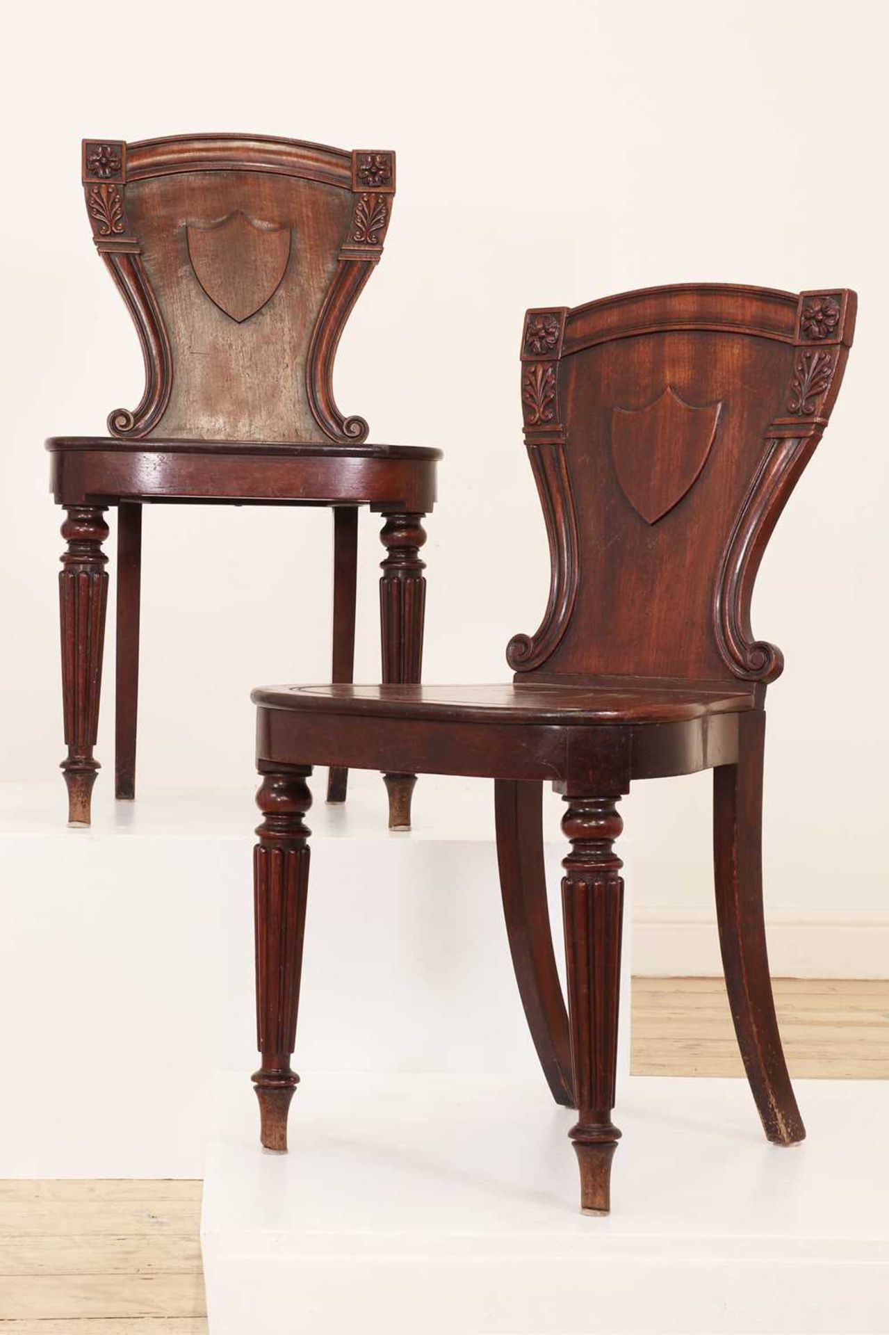 A pair of George IV mahogany hall chairs, - Image 7 of 7