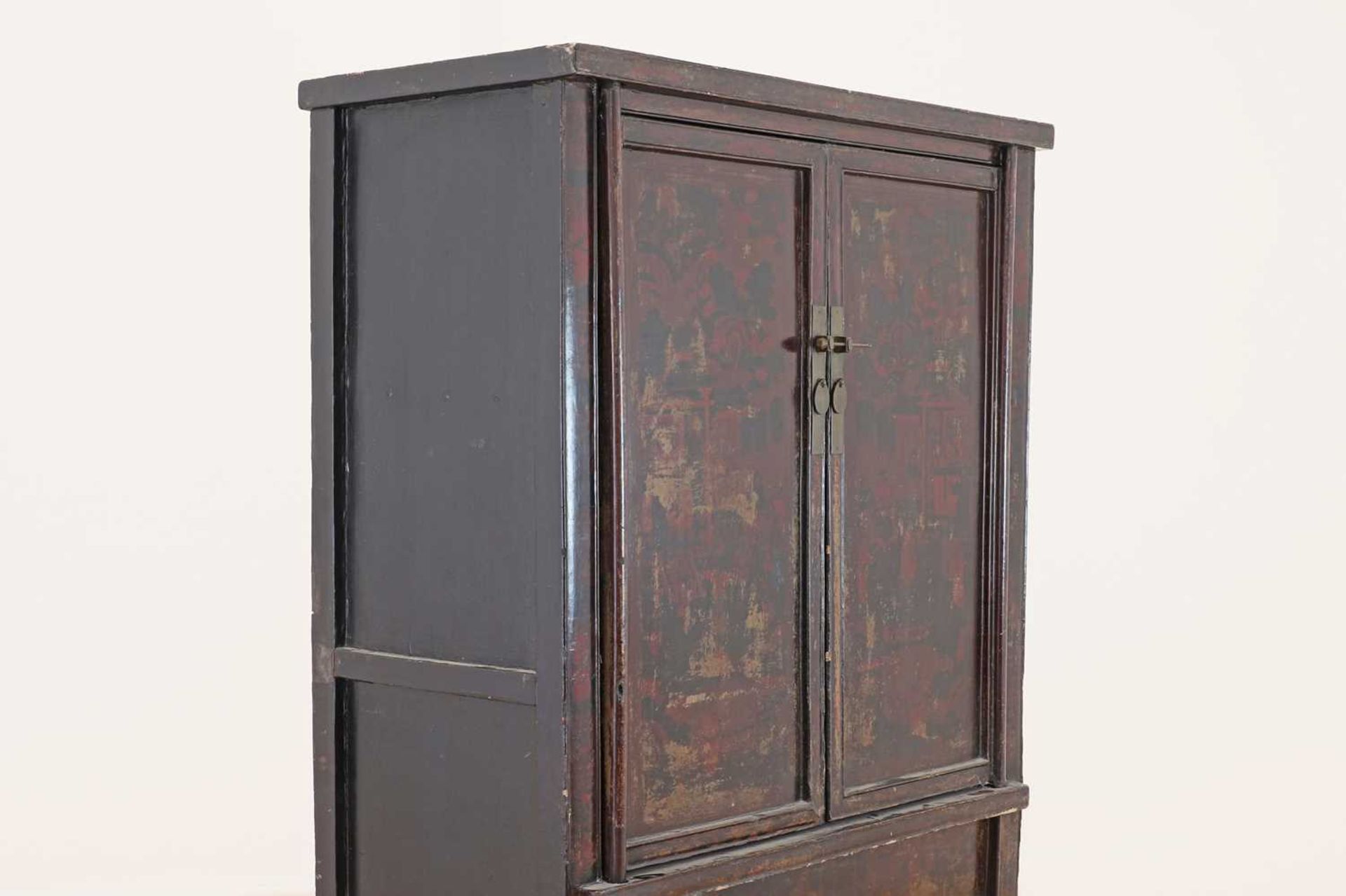 A lacquered wooden marriage cabinet, - Image 5 of 7