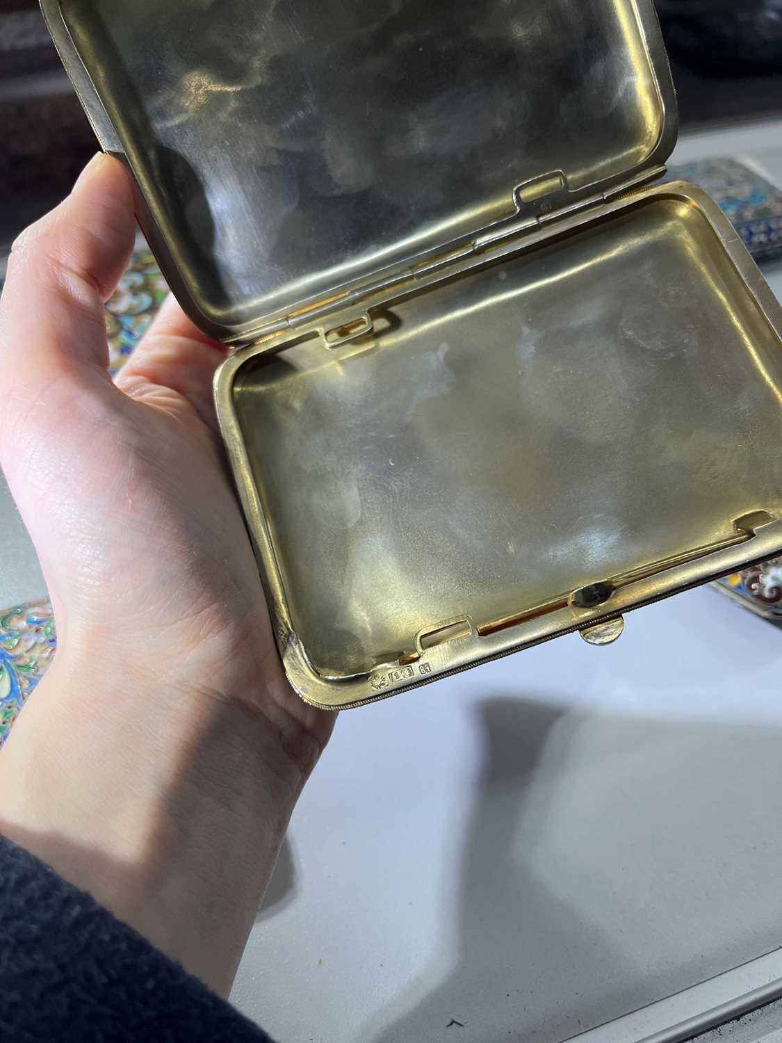 Two silver-gilt and cloisonné cigarette cases, - Image 5 of 8