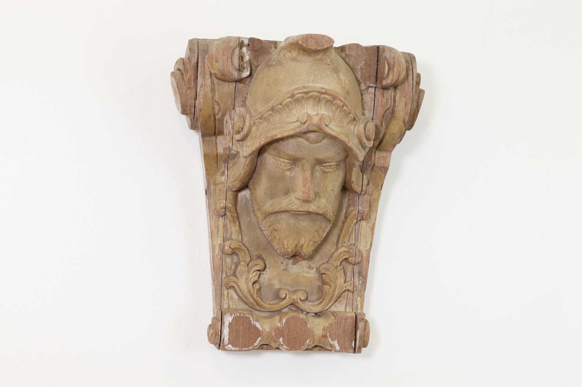 A carved and painted oak corbel, - Image 2 of 4