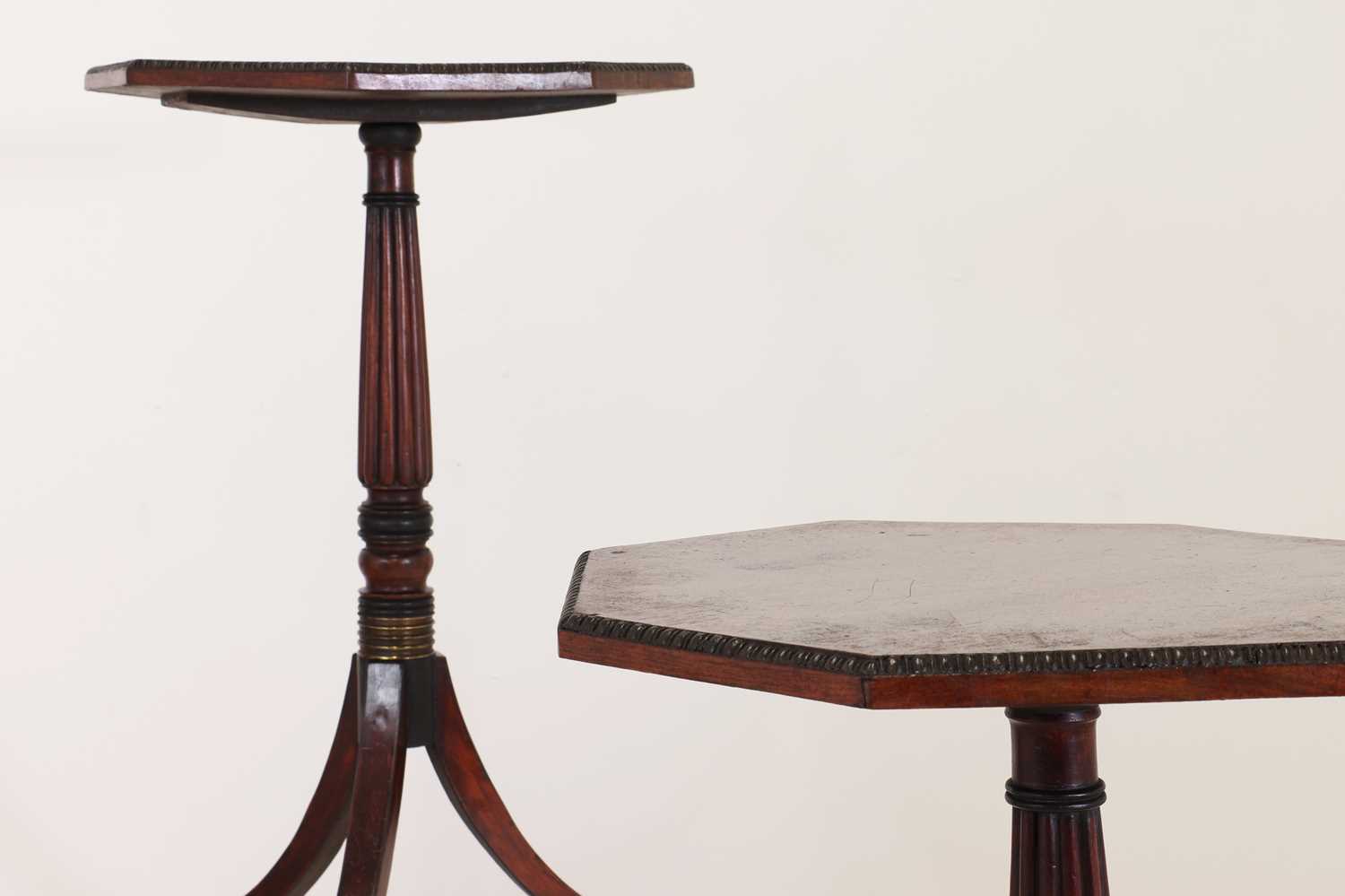 A pair of Regency-style mahogany, ebonised and simulated mahogany lamp tables, - Image 4 of 16