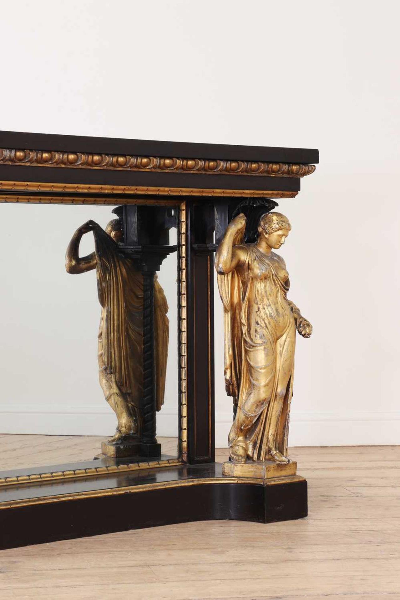 An ebonised and parcel-gilt console table, - Image 20 of 42