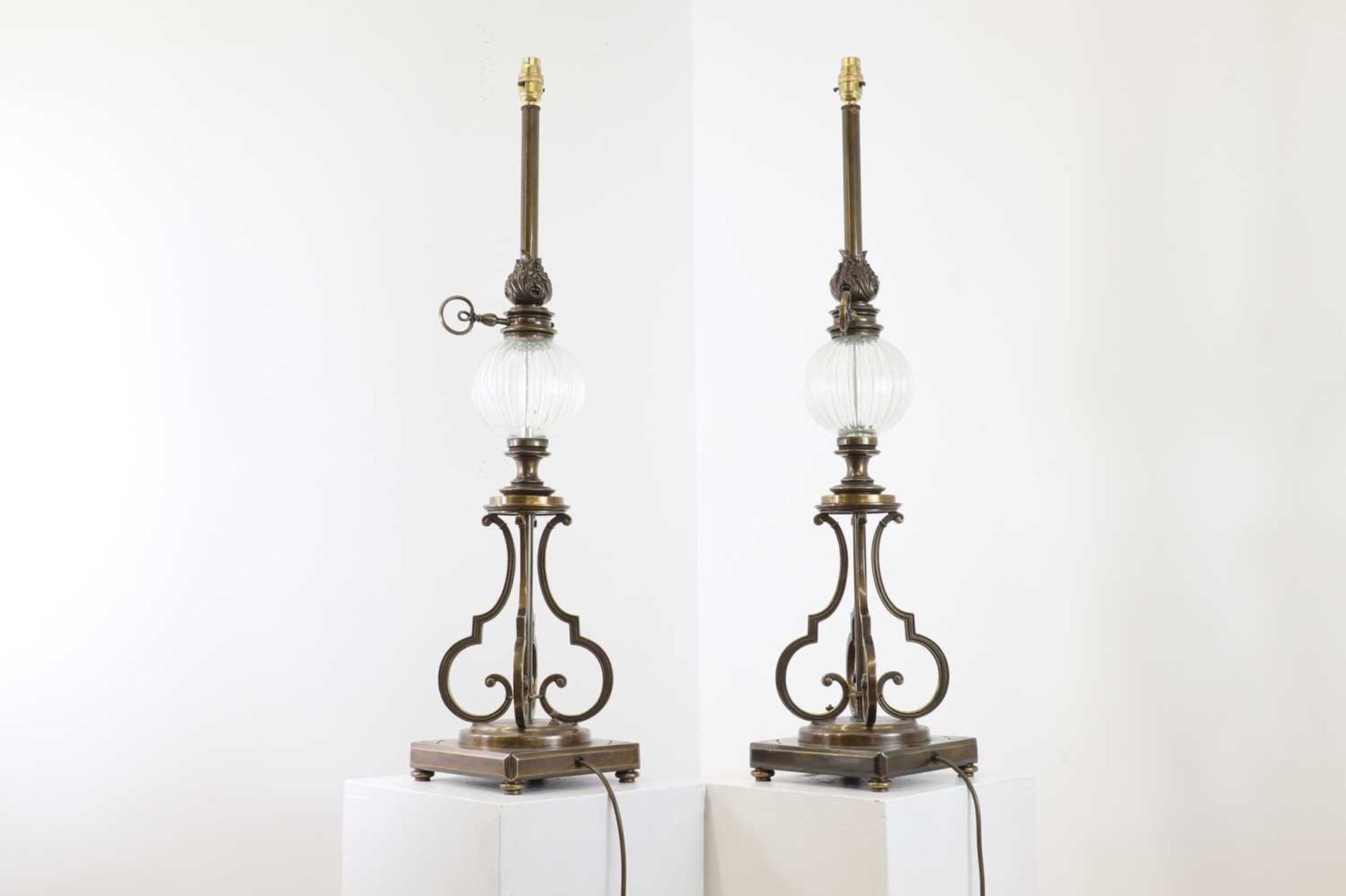 A pair of brass student-style table lamps, - Image 2 of 3