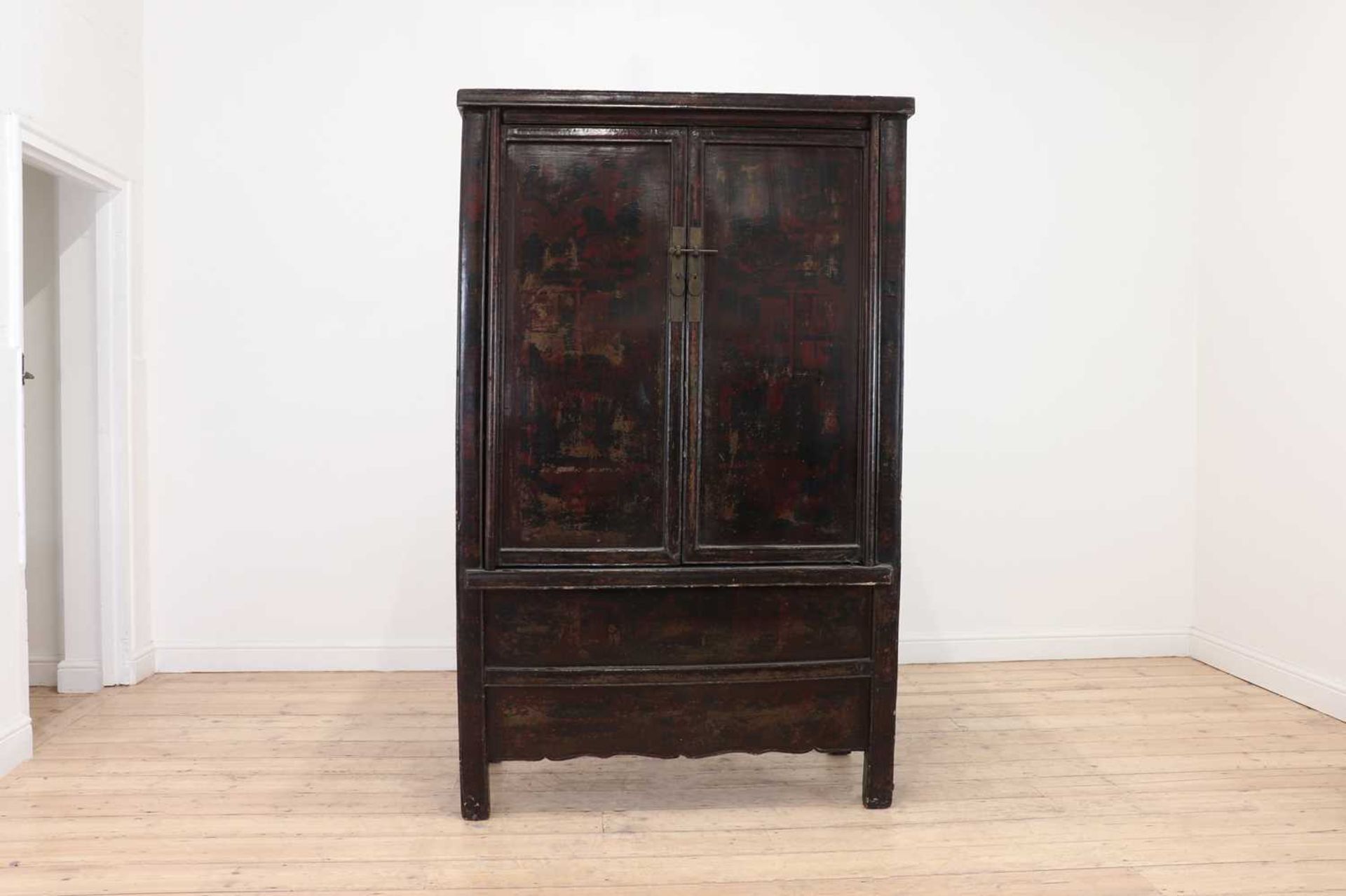 A lacquered wooden marriage cabinet,