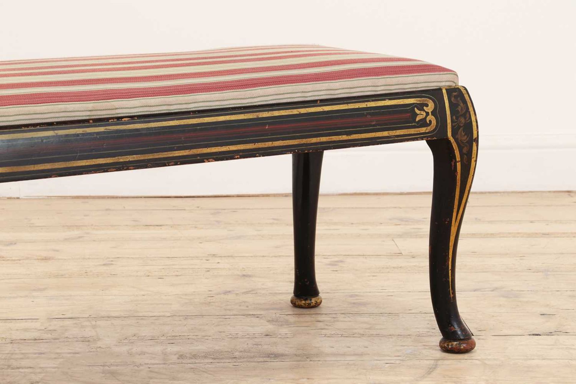 A Regency simulated rosewood and parcel-gilt long stool, - Image 4 of 4