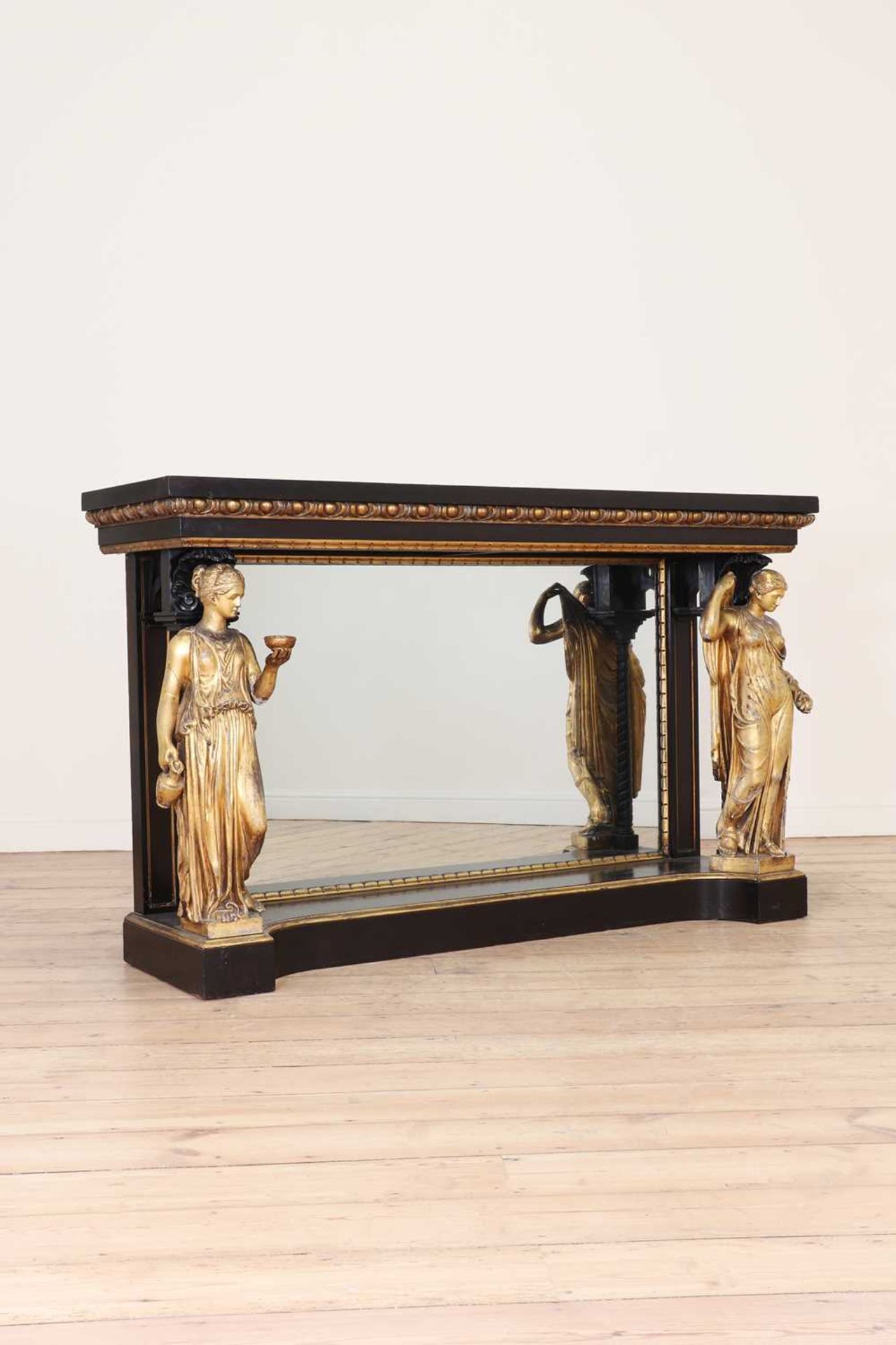 An ebonised and parcel-gilt console table, - Image 15 of 42