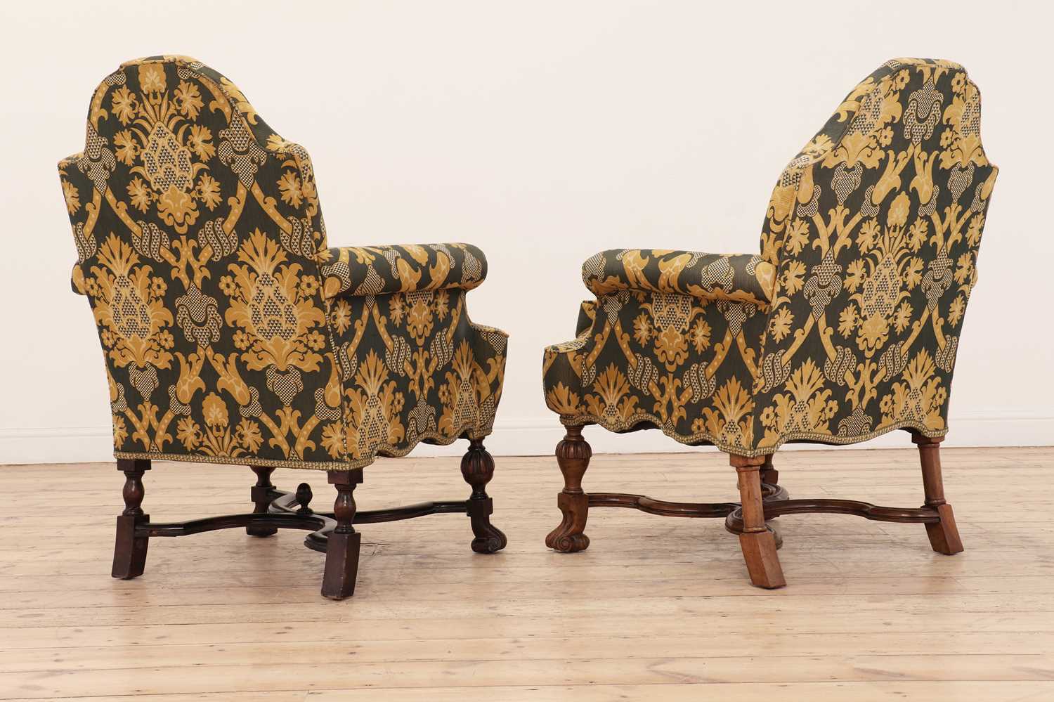 A matched pair of Queen Anne-style walnut armchairs, - Image 4 of 28