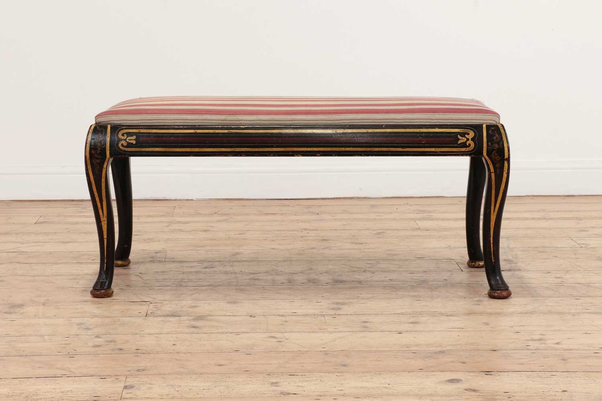 A Regency simulated rosewood and parcel-gilt long stool, - Image 3 of 4
