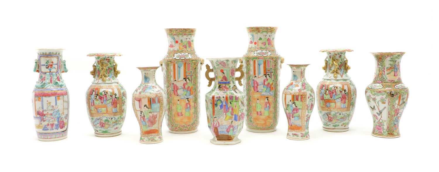 A collection of Chinese Canton famille rose porcelain vases, - Image 2 of 40
