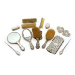 A collection of silver mounted dressing table items