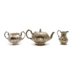 A Victorian silver three piece tea service,