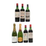 A selection of red Bordeaux wines and Champagne