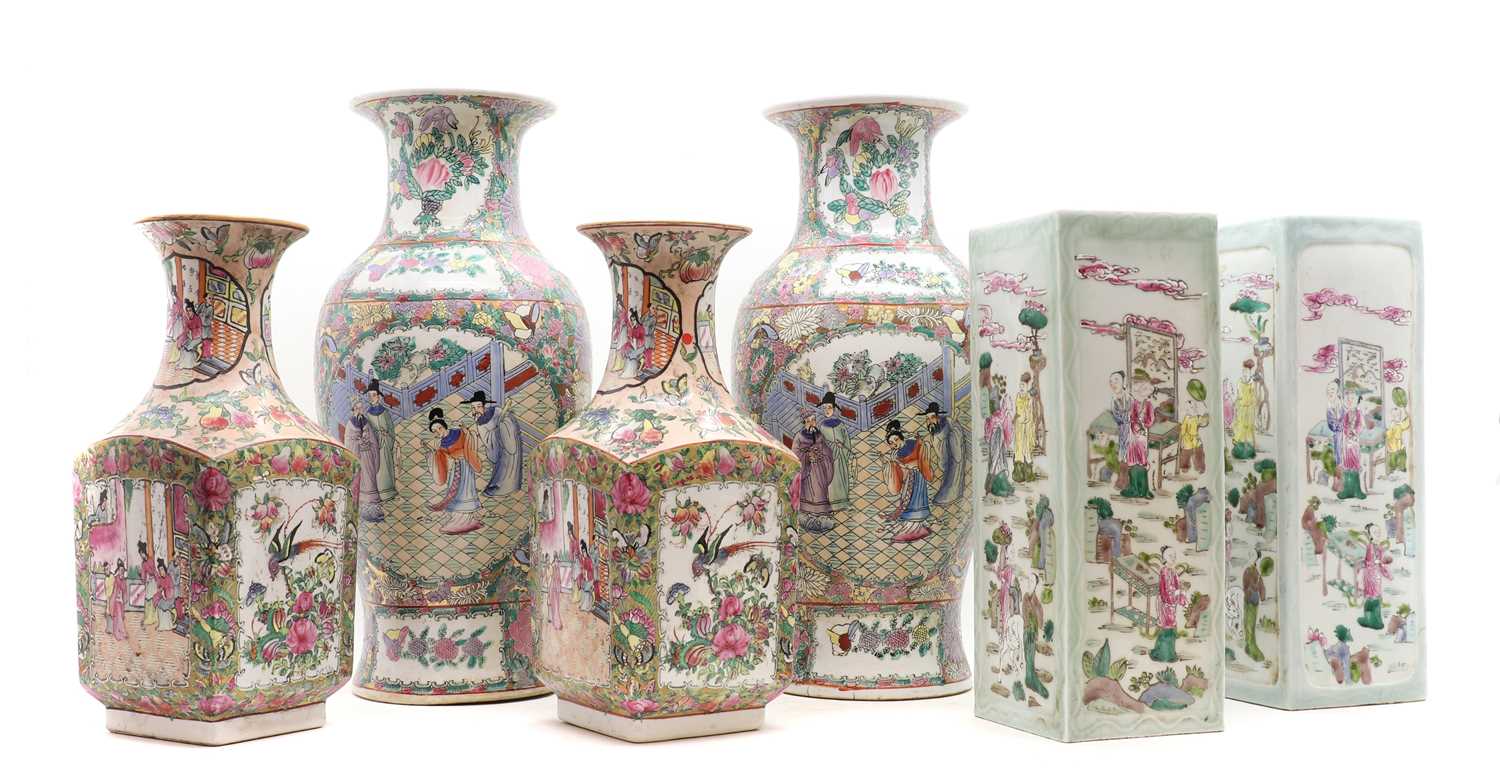 Three pairs of Chinese famille rose vases, - Image 2 of 136