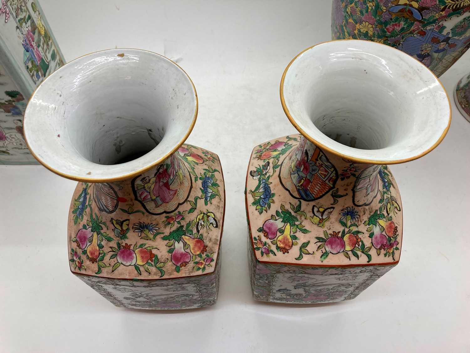 Three pairs of Chinese famille rose vases, - Image 73 of 136