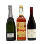 An assortment of champagne, wine and spirits