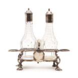 A George III silver cruet stand