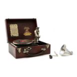 A Pixie Grippa travelling gramophone