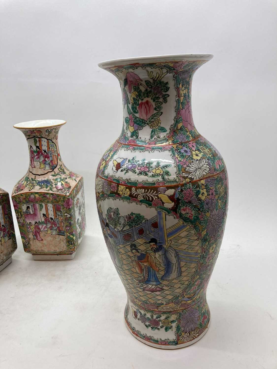 Three pairs of Chinese famille rose vases, - Image 13 of 136