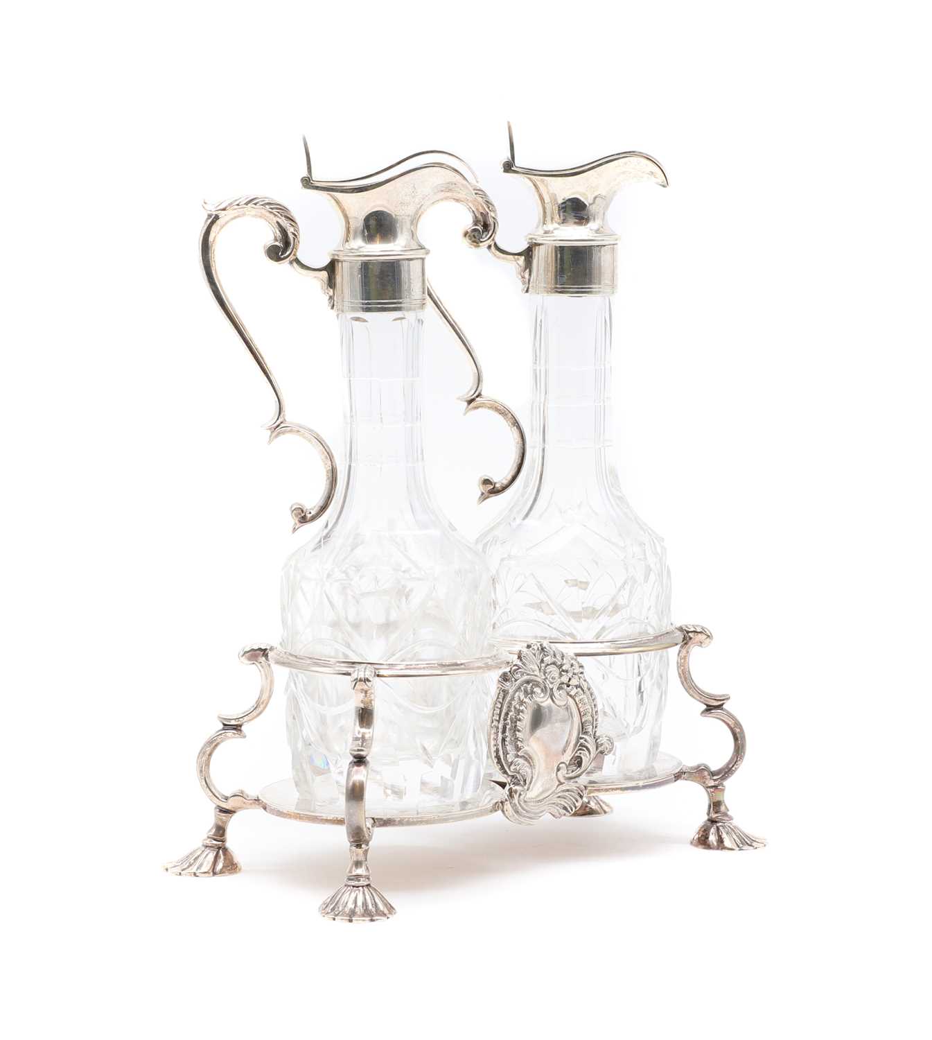 A silver twin bottle cruet stand - Image 2 of 6