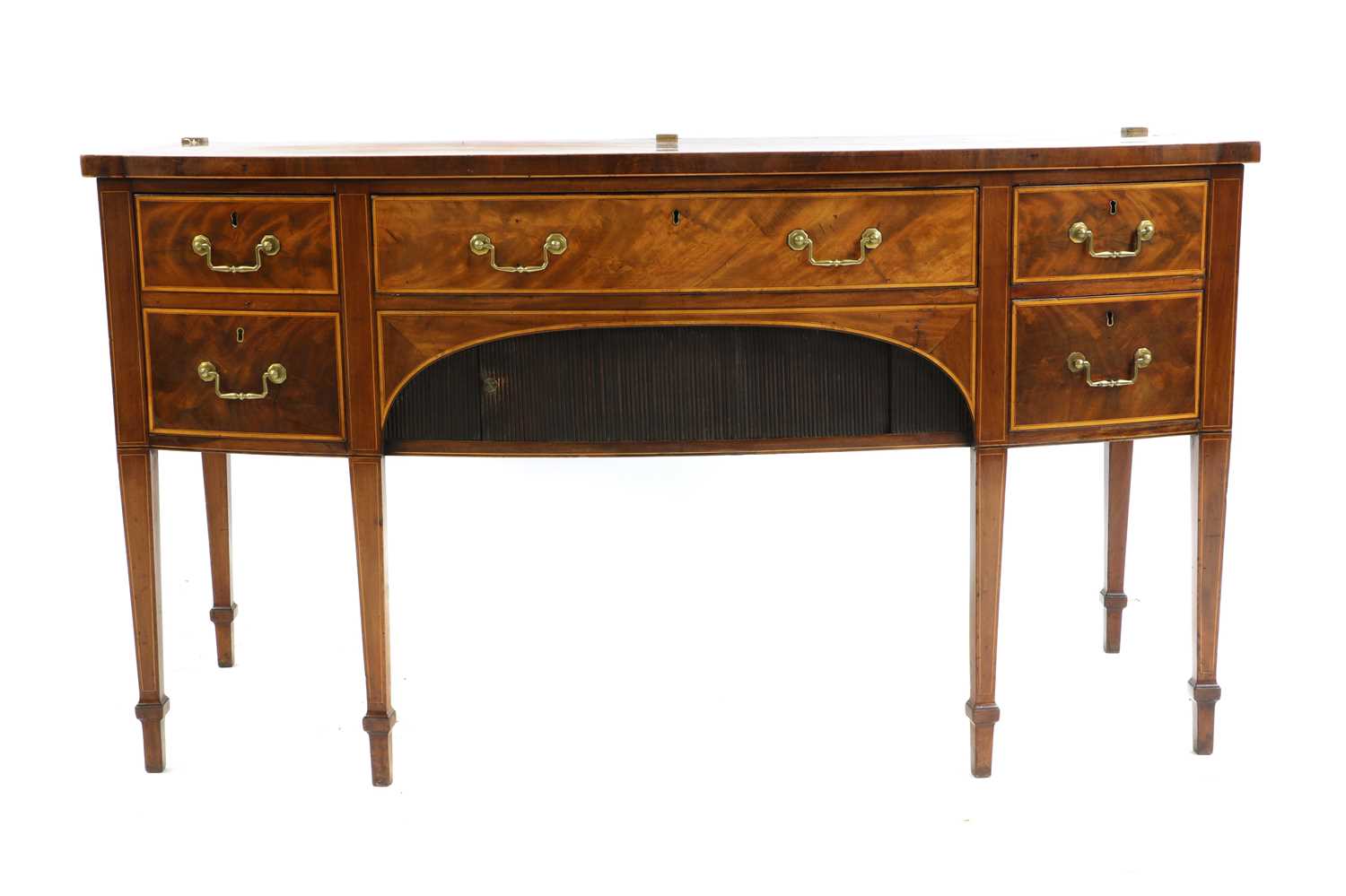 A George III mahogany and satinwood crossbanded bowfront sideboard, - Image 2 of 5